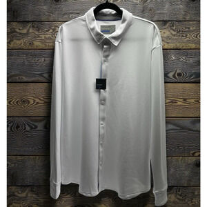 Twillory Athletic Long Sleeve 2XL White Polyester Athleisure Button Up NWT